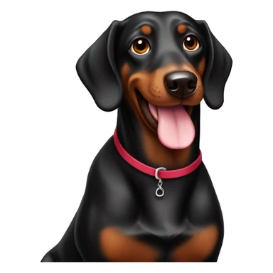 Valentines  large black dog brown dachshund  sticker