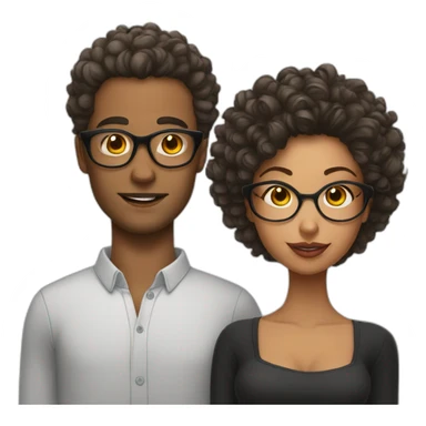Young Bald man with tattoos. And Young curly-haired lady wearing glasses sticker