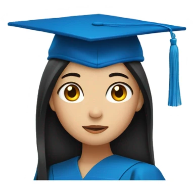 asian girl wearing blue graduation cap with long black hair sticker
