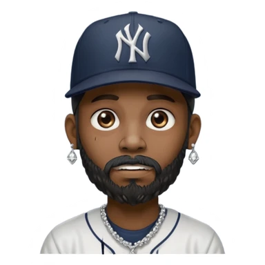 Hazme un zombie con barba en la barbilla el emoji que esté en blanco y negro osea la foto que tenga aretes pequeños una gorra volteada de los new York yankee y una cadena de diamantes que diga W sticker