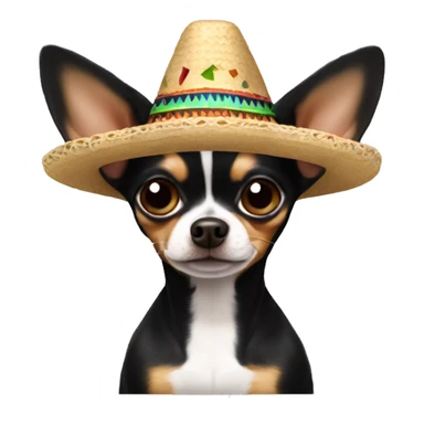 A black and brown only pointy ear chihuahua wearing a sombrero  sticker