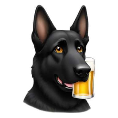 All black German shepherd with tan eye brows drinking old style beer sticker