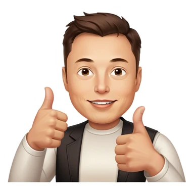 Elon musk photorealistic thumb up sticker