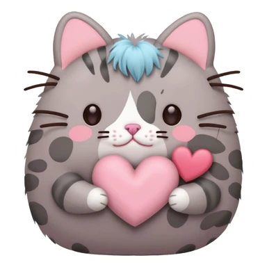 red heart pusheen sticker