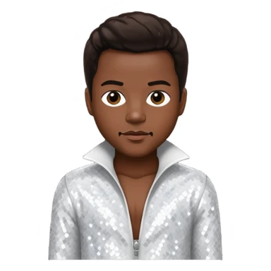 Ricky Bell from New Edition with dark brown hair, white sequin outfit sticker