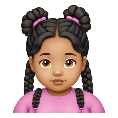 Create a light skin black girl about five years old and chubby with pig tails  sticker