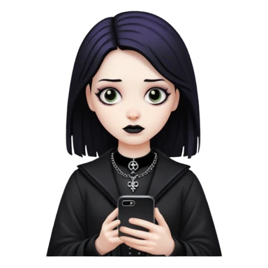 goth scrolling on  phone sticker