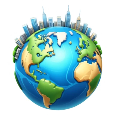 3d planet earth with building sticker