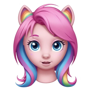 Light Pink my little pony with pastel rainbow hair and blue eyes  sticker