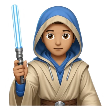 Jedi mind trick where a jedi is waving his hand hooded holding a lightsaber in the other hand sticker