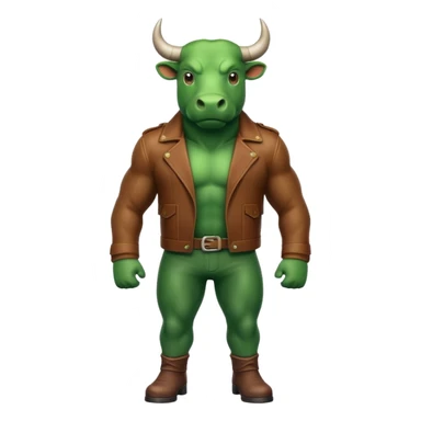Big green bull full body with brown jacket sticker