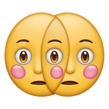 two  round faced emojis not happy stuck together no pink cheeks sticker