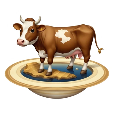 a cow and saturn but the cow head on top of saturn and human feet at the bottom sticker