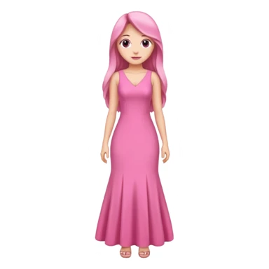 woman long hair pink dress full body sticker
