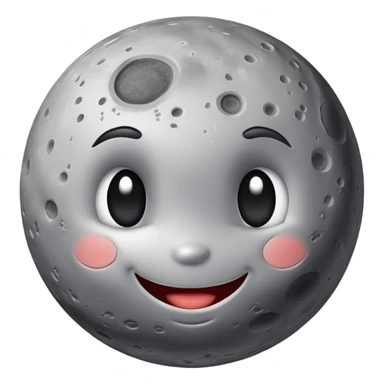 Mercury planet with a cute smiling face and crater details sticker