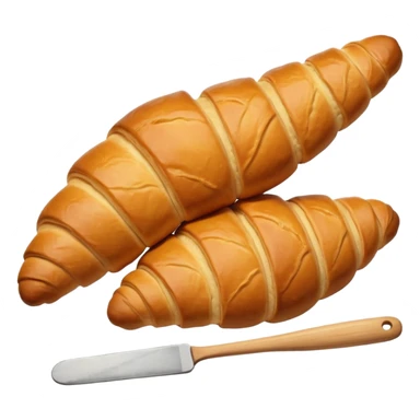 Baking humanless avatar in clean vibrant style illustration. Fresh croissant and rolling pin, warm golden tones, simple shapes, flat design, high contrast, cozy and friendly. sticker