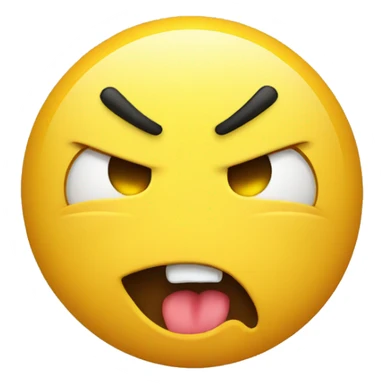 yellow emoji face with an angry expression sticking their tongue out sticker