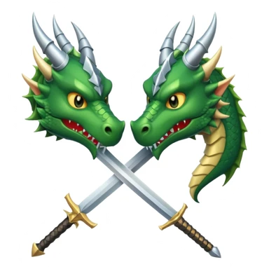 stylized green dragon head and medieval sword in face-off, simple bold details, classic knight's sword sticker