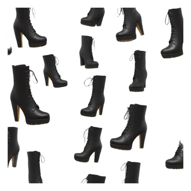 Black tall High heel boot lace up leather tall sticker