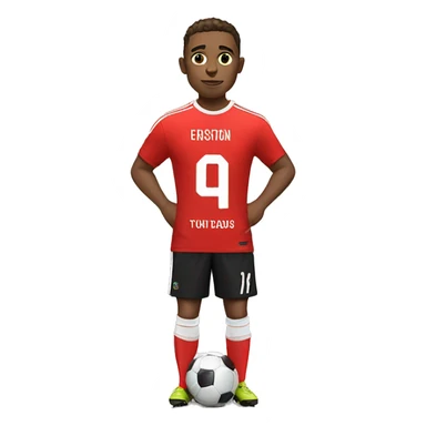 Soccer Player in a Dressing room trying his New Jersey in red on  sticker