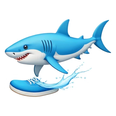 Un tiburón con tenis azules en la playa  sticker