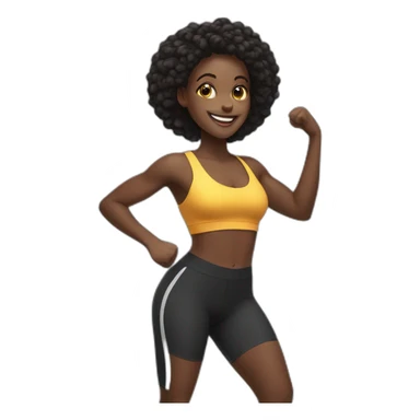 black girl, happy, working out sticker