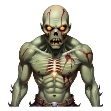 Cinematic Realistic WoW undead friendly zombie Portrait, captured in a fierce, battle-ready stance, muscles taut beneath his tattered, earth-toned attire. His decayed, pallid skin and glowing eyes are rendered with intense lifelike detail and dynamic lighting, high shine, embodying the raw, relentless fury of an undead friendly zombie in the heat of combat. sticker