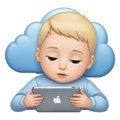 A baby dreaming with an iPad sticker