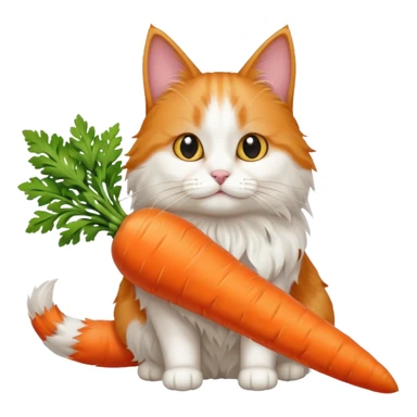 a carrot which is hold a cat sticker