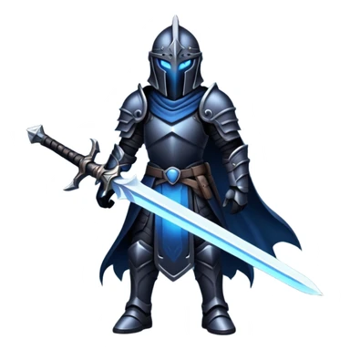 Shadow Soldier from Solo Leveling, dark shadow warrior with glowing blue eyes sticker