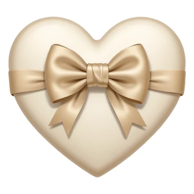 white heart with beige bow sticker