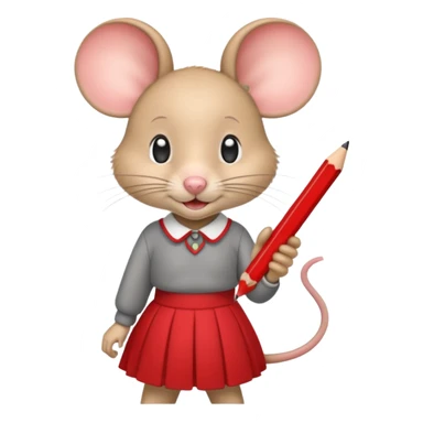 Une souris avec jupe rouge à l'école sticker