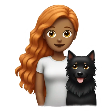 Ginger girl with black female spitz sticker