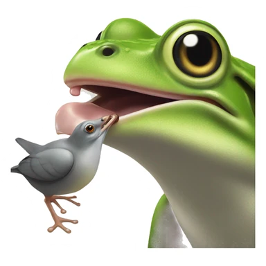 A frog eating a pidgeon sticker