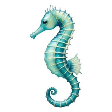 Beautiful and Majestic Sea Horse Portrait Emoji, Head and body rendered in serene repose with a gentle, content smile, showcasing a slender, elegantly curved seahorse with a softly coiled tail and eyes gently closed in peaceful slumber, Simplified yet exquisitely endearing features, highly detailed, glowing with a soft, drowsy aquatic light, high shine, relaxed and utterly enchanting, stylized with an air of majestic marine beauty, soft glowing outline, capturing the essence of a beautiful and majestic seahorse that embodies the enchanting spirit of the ocean! sticker