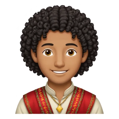 Young man with black curly hair cascade Haircut and dark skin, moroccan / amazingh race sticker