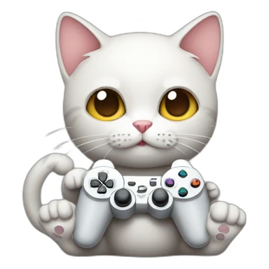 Cute cat holding a ps controller and playing video games sticker