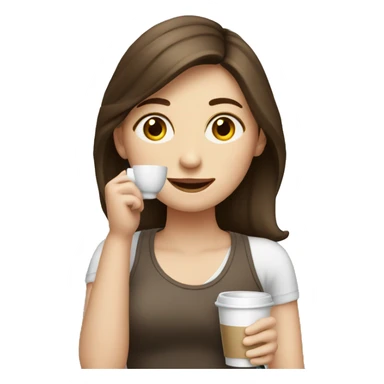 Pale brunette girl drinking coffee sticker