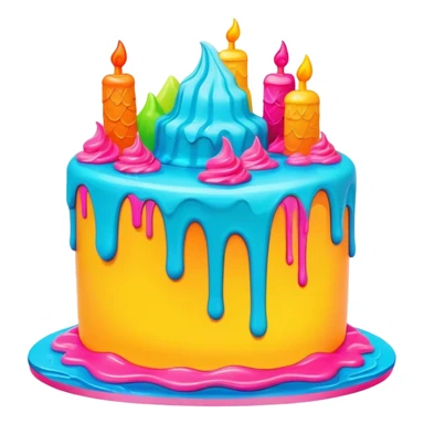 melting neon colors surreal cake landscape  sticker