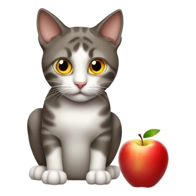 Cat eating an apple  sticker