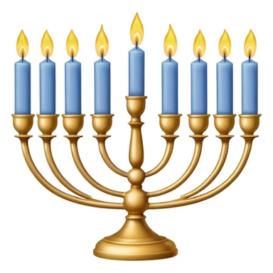 Gold Menorah with four white candles on each side sticker