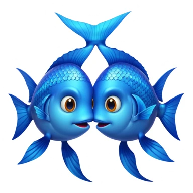 two blue fishes kissing sticker