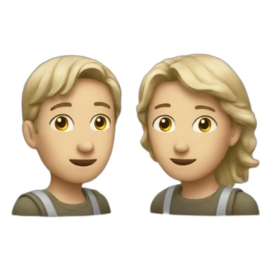 two persons discussing sticker