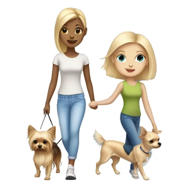 blonde hair blue eyed girl walking her chihuahua and yorkie sticker