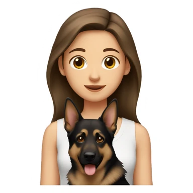 Girl with brown hair with German shepherd  sticker