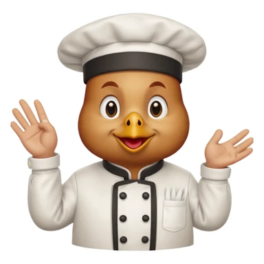 Una gallina con ropa de chef hacienso un gesto de decepcion sticker