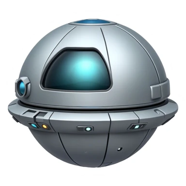 a realistic, spherical spaceship shaped like a ball, with a smooth surface and minimalistic details. Use a plain background. sticker