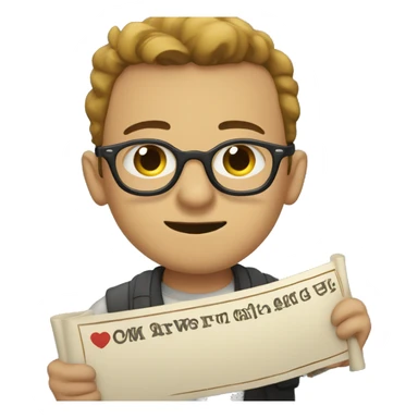 Guy with specs holding banner of Manwa_Flix sticker