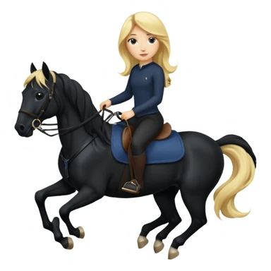 Blonde girl riding a black horse sticker