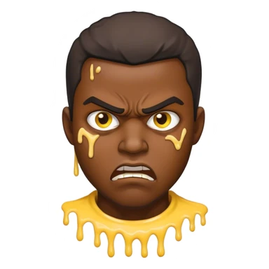angry homeless black guy with yellow and brown icing on his face sticker